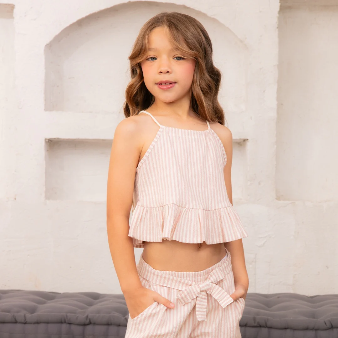 33023 CONJUNTO LINO A RAYAS NIÑA JUNIOR - Image 3