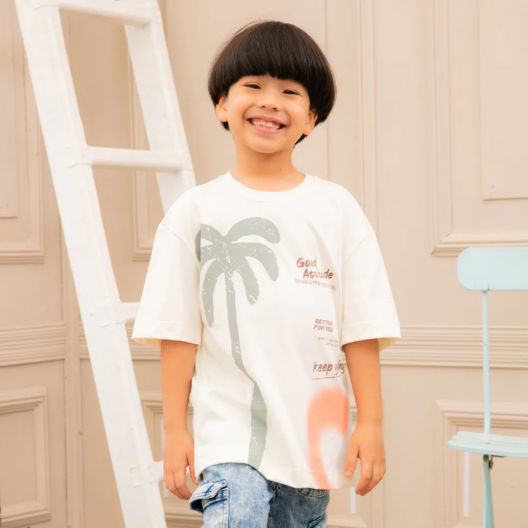 45657 CAMISETA OVERSIZE ESTAMPADO PALMERA PARA NIÑO JUNIOR - Image 5
