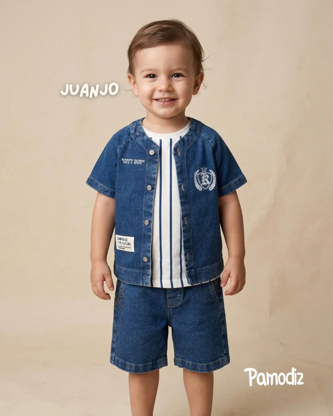 52013 SET CAMISETA BASICA BERMUDA Y SOBRE CAMISA NIÑO BEBE - Image 2