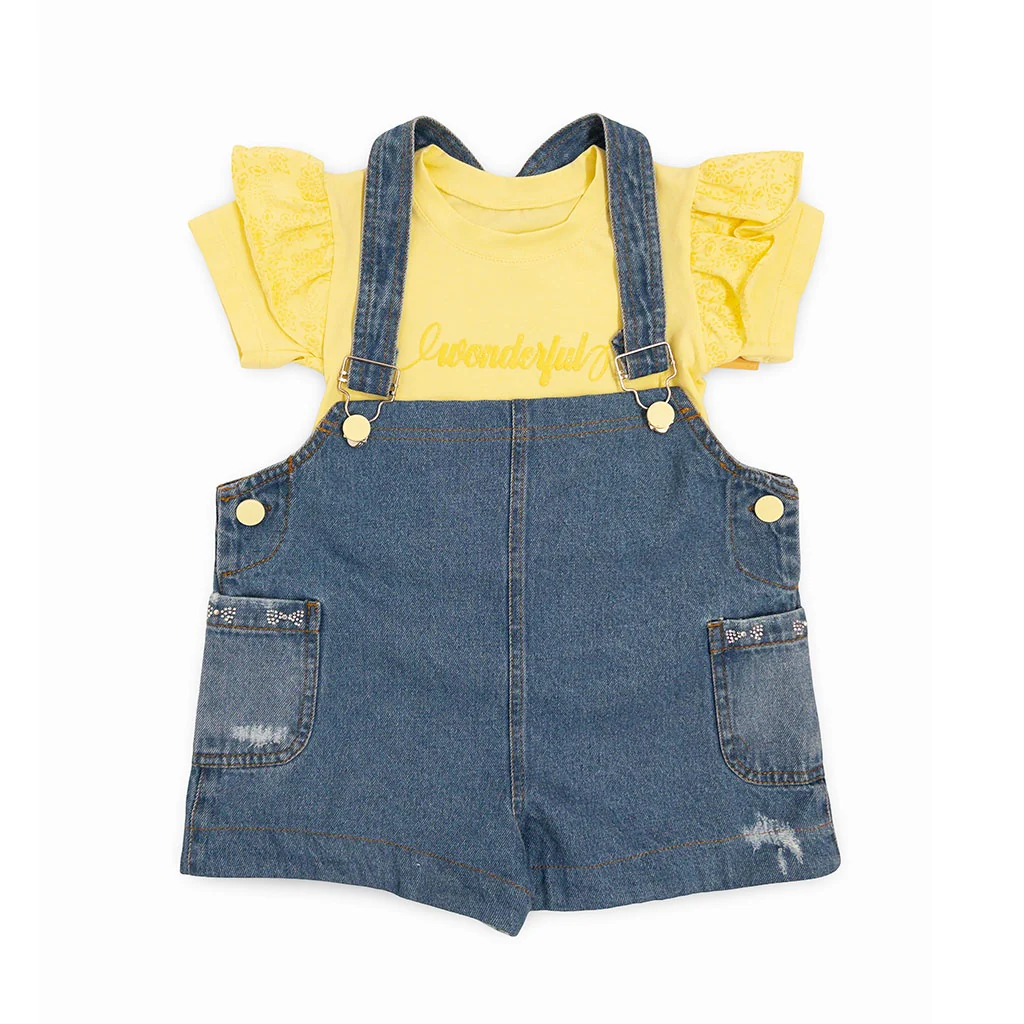 61987 CONJUNTO NIÑA BEBÉ - JARDINERA DENIM BORDADA - Image 3