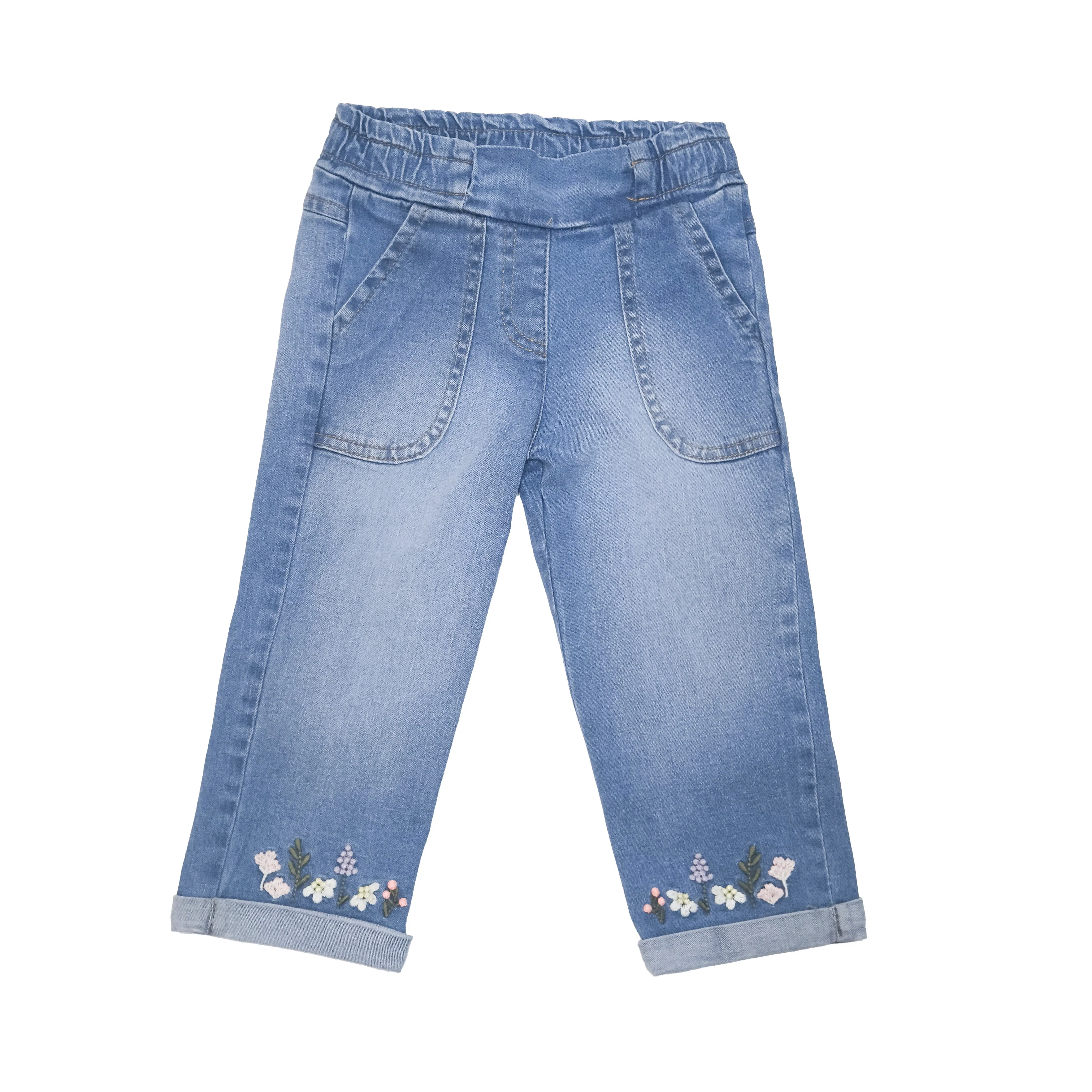 62020 SET DE CHALECO EN DENIM BORDADO CON PANTALON BOTA RECTA NIÑA BEBE - Image 2