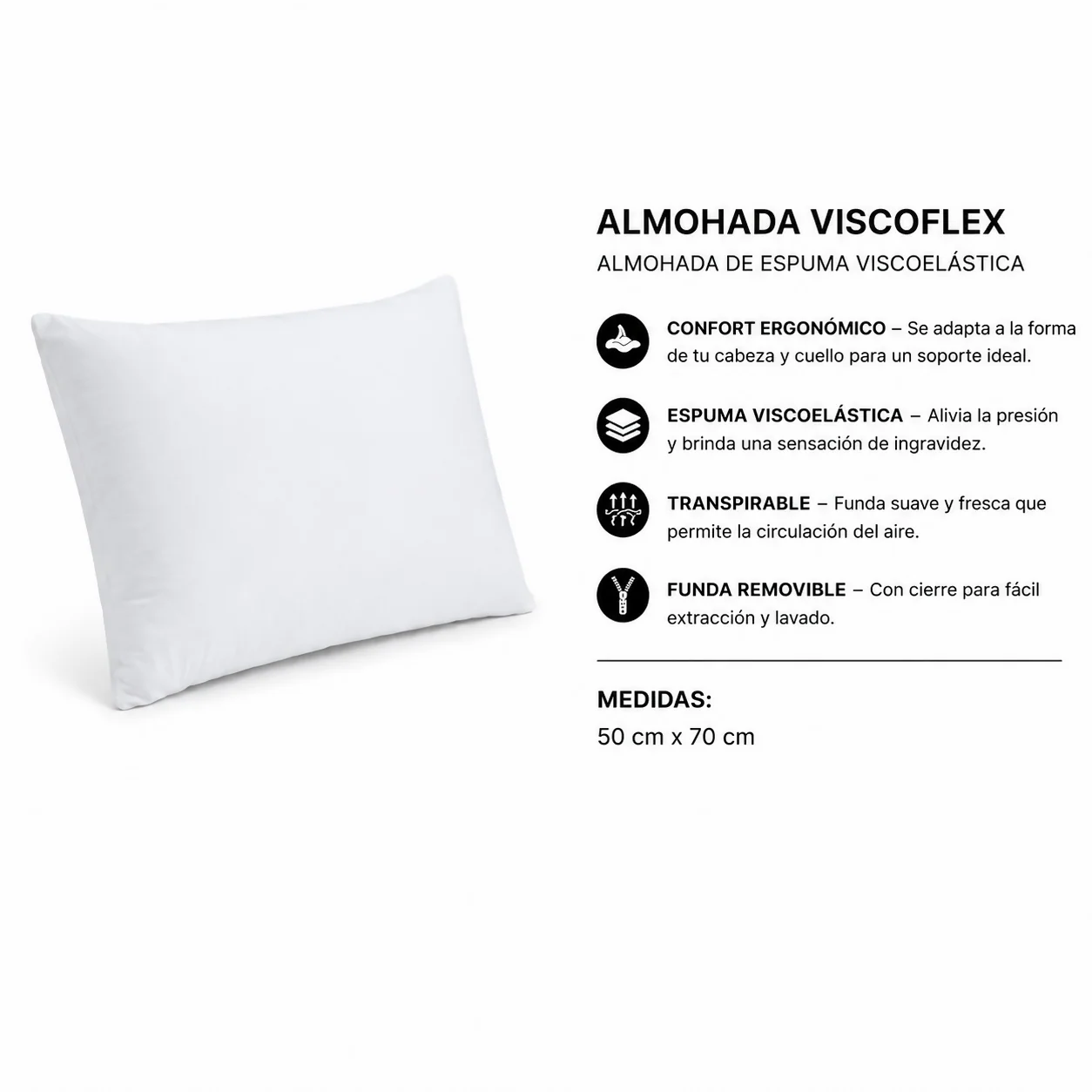 ALMOHADA VISCOFLEX COLOR BLANCO - Image 2