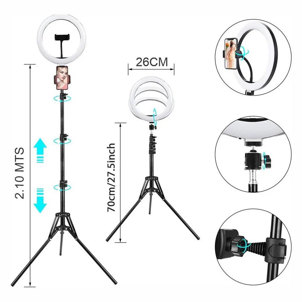 ARO DE LUZ 26 CM RGB LED CON TRÍPODE PROFESIONAL 2 MTS - Image 6
