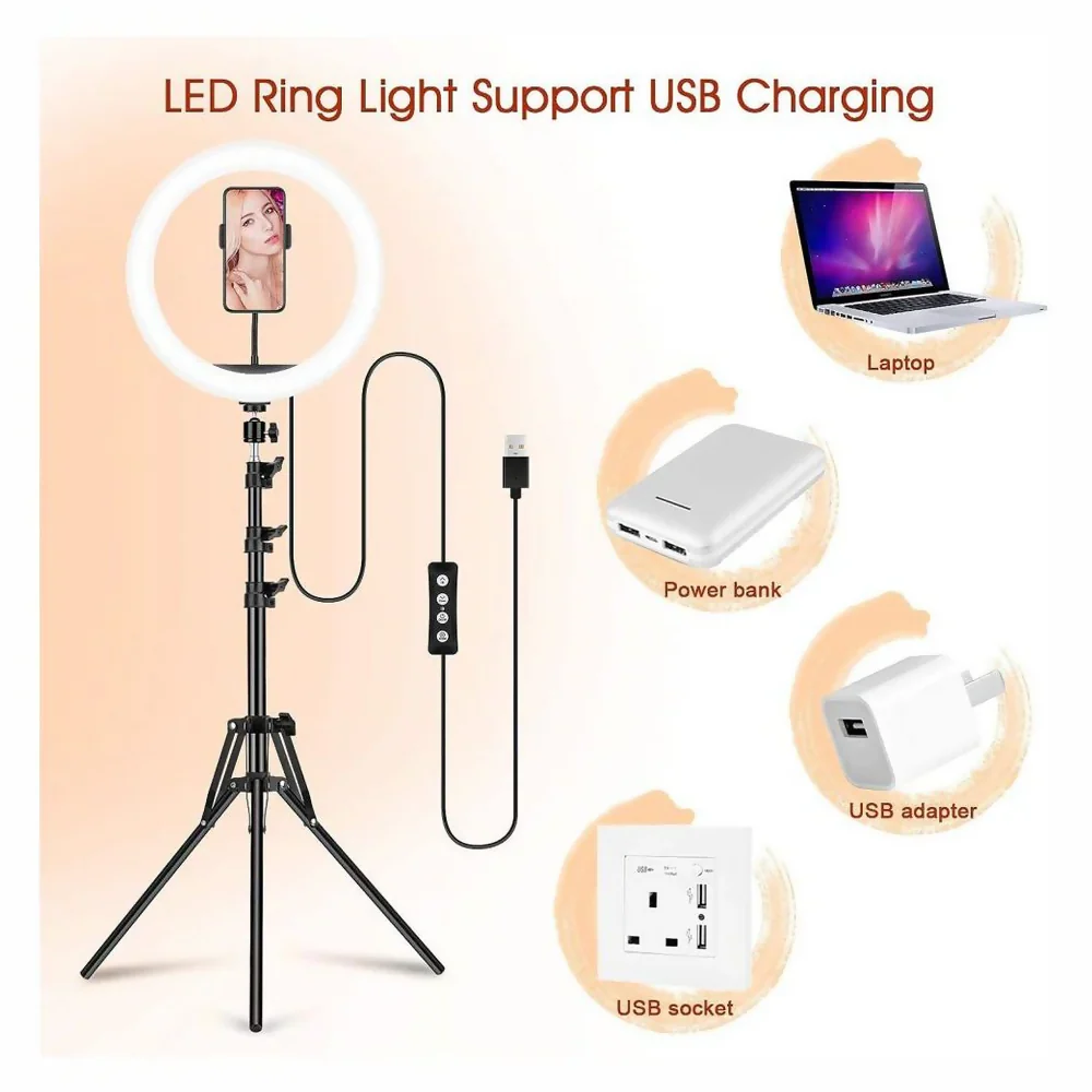 ARO DE LUZ 26 CM RGB LED CON TRÍPODE PROFESIONAL 2 MTS - Image 7