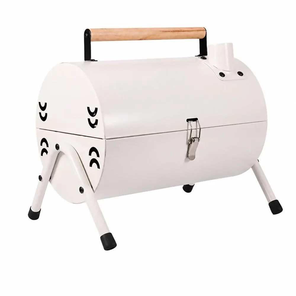 ASADOR PARRILLA BARRIL HORNO PORTÁTIL BBQ CARBÓN CON TAPA