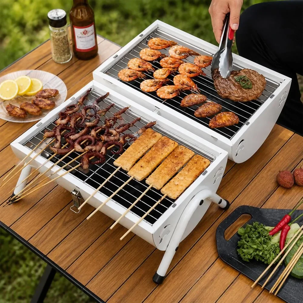 ASADOR PARRILLA BARRIL HORNO PORTÁTIL BBQ CARBÓN CON TAPA - Image 3