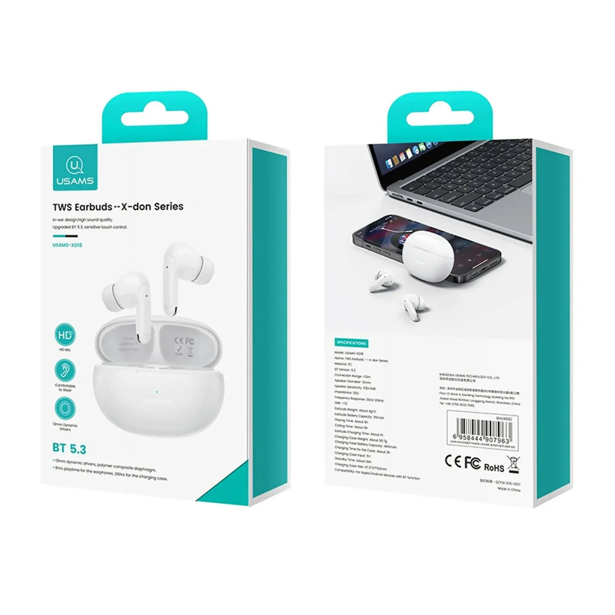 AUDÍFONOS INALÁMBRICOS TOUCH 6H BLANCO (XD18) - Image 3