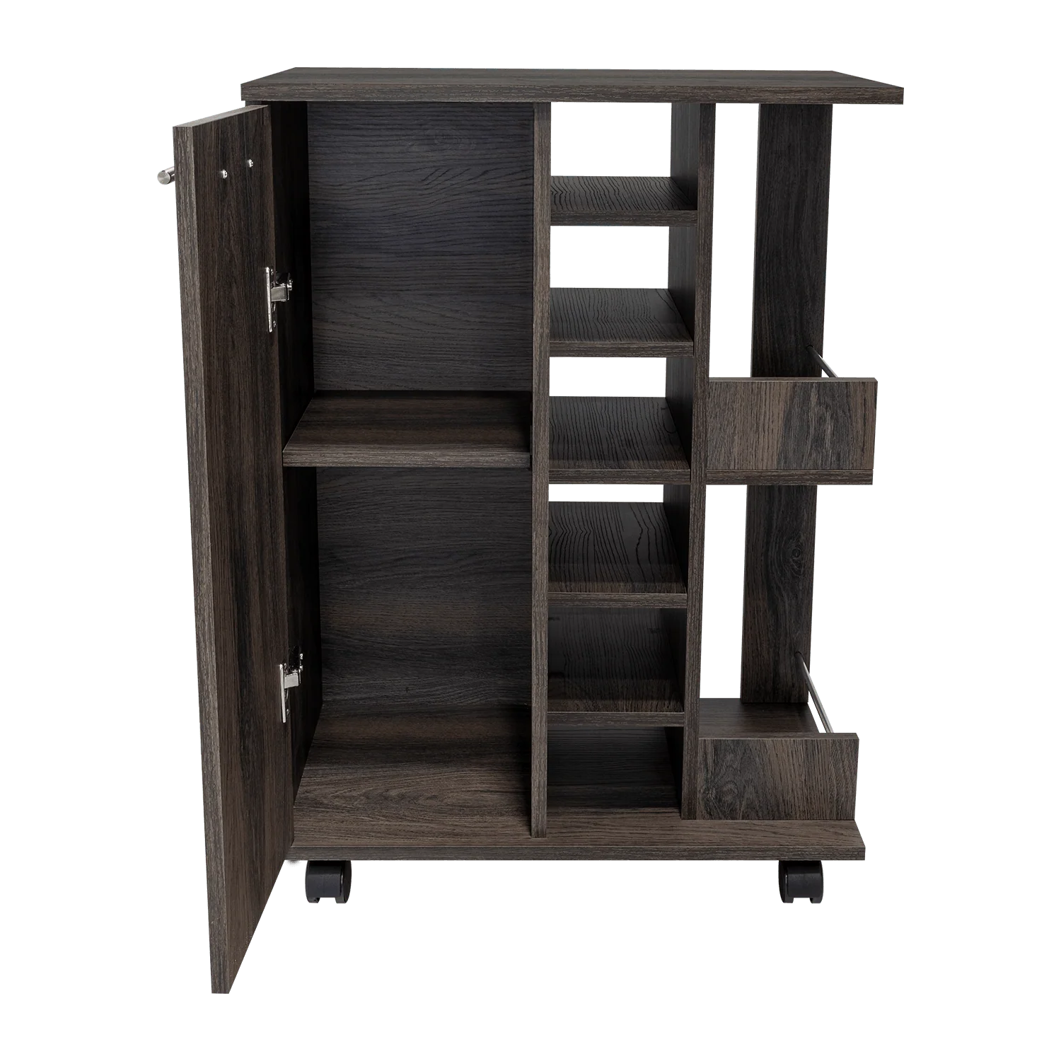 BAR CART ARGUS, GRAFITO, CON ESPACIO PARA BOTELLAS Y PORTA COPAS - Image 10