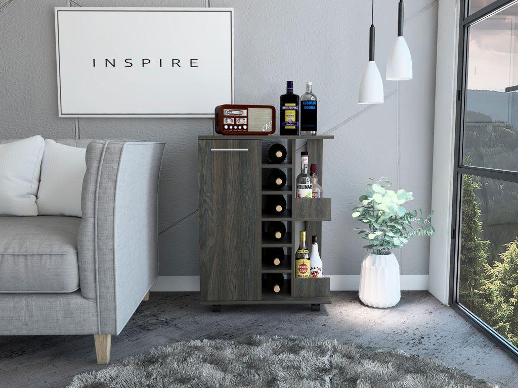 BAR CART ARGUS, GRAFITO, CON ESPACIO PARA BOTELLAS Y PORTA COPAS - Image 5