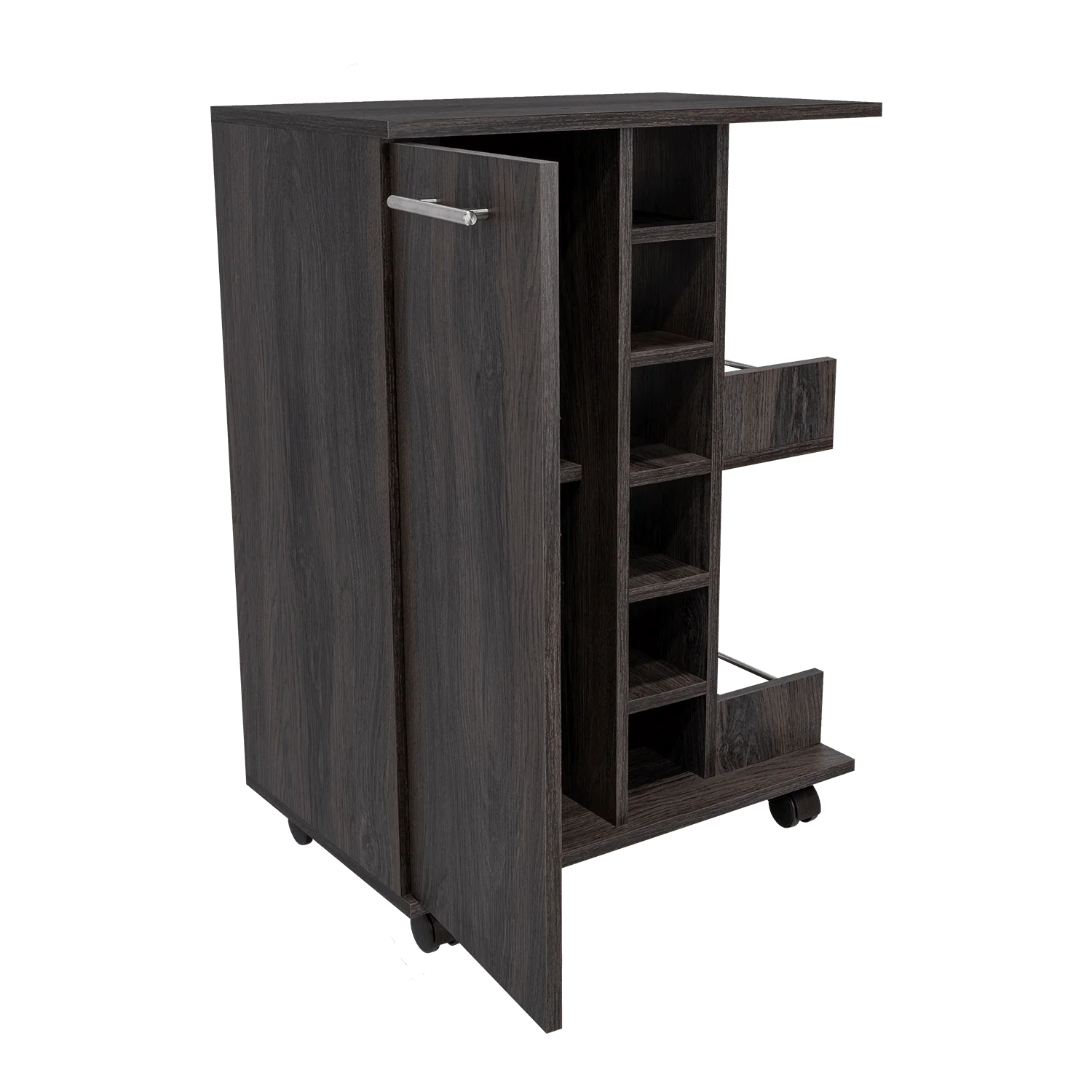 BAR CART ARGUS, GRAFITO, CON ESPACIO PARA BOTELLAS Y PORTA COPAS - Image 8