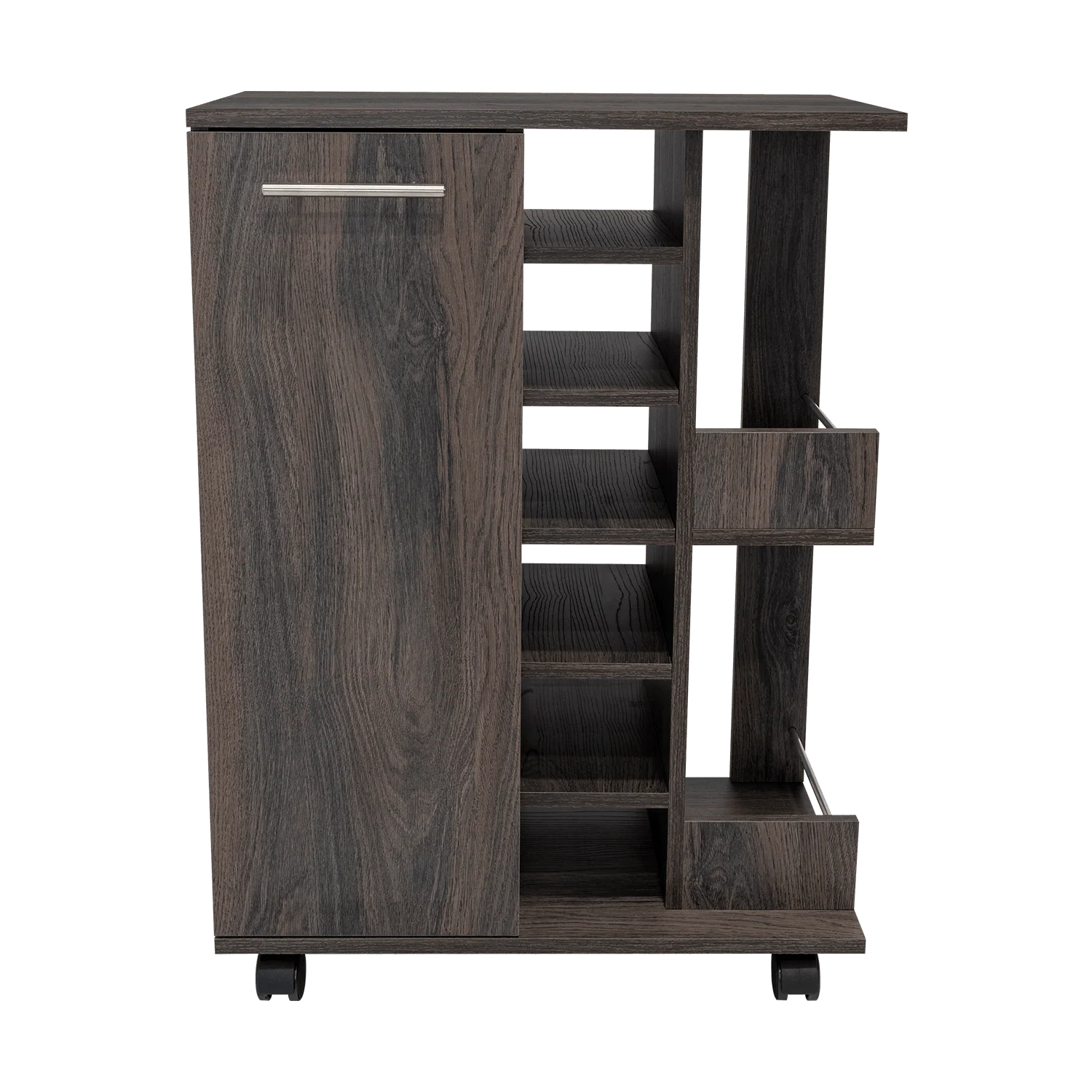 BAR CART ARGUS, GRAFITO, CON ESPACIO PARA BOTELLAS Y PORTA COPAS - Image 9