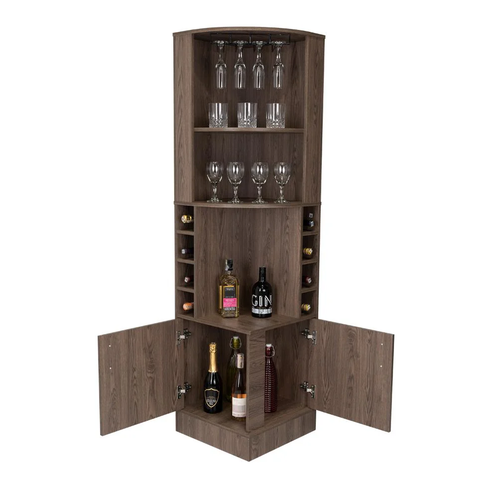 BAR ESQUINERO CELESTE, CHOCOLATE, CON DOS PUERTAS Y ESPACIO PORTA COPAS ZF - Image 4