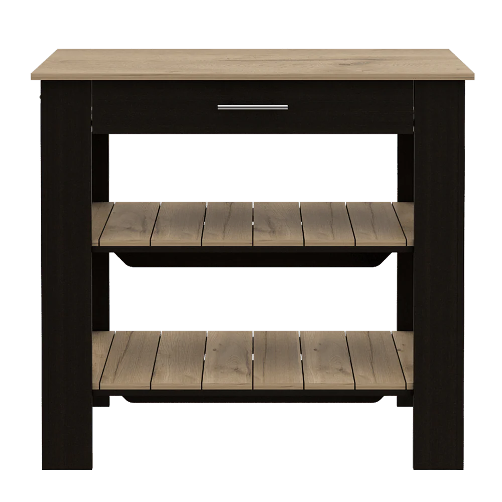 BARRA DE COCINA CALA, WENGUE Y CAFÉ CLARO, CON UN CAJÓN Y DOS ENTREPAÑOS - Image 6