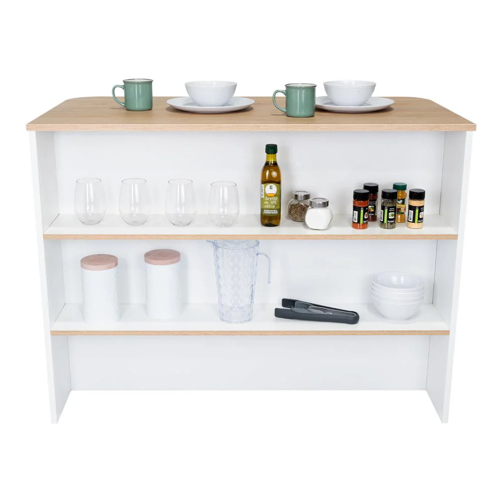 BARRA DE COCINA DIAMANTE, BLANCO Y BEIGE, CON DOS ENTREPAÑOS - Image 2