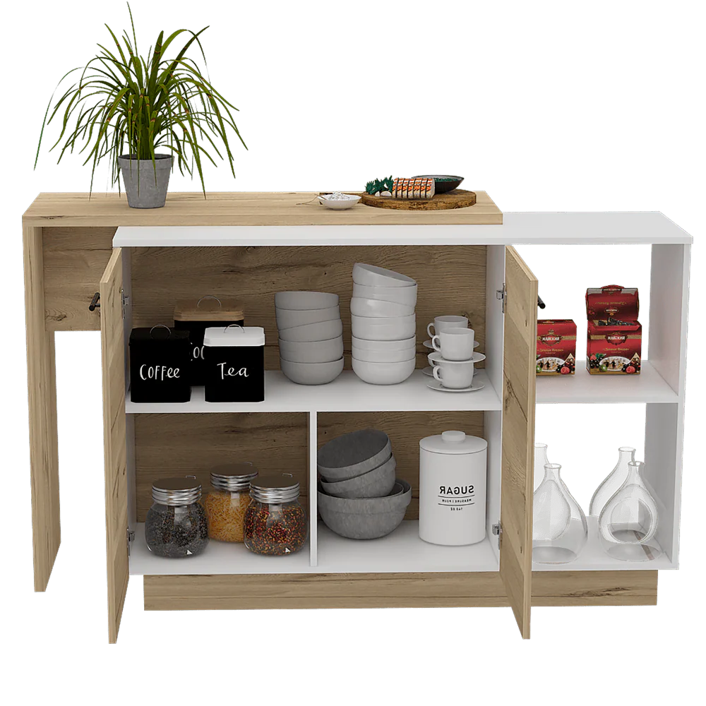 BARRA DE COCINA ERIS, CAFÉ CLARO Y BLANCO, CON DOS PUERTAS BATIENTES ZF - Image 2