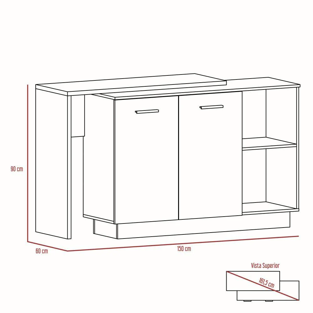 BARRA DE COCINA ERIS, CAFÉ CLARO Y BLANCO, CON DOS PUERTAS BATIENTES ZF - Image 6