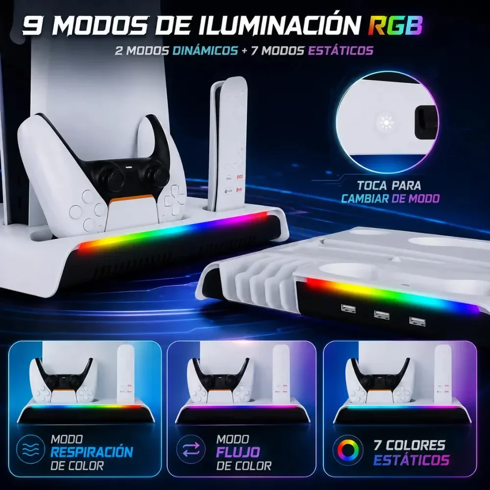 BASE REFRIGERANTE PS5 CARGA RÁPIDA INDICADOR LED PREMIUM - Image 3