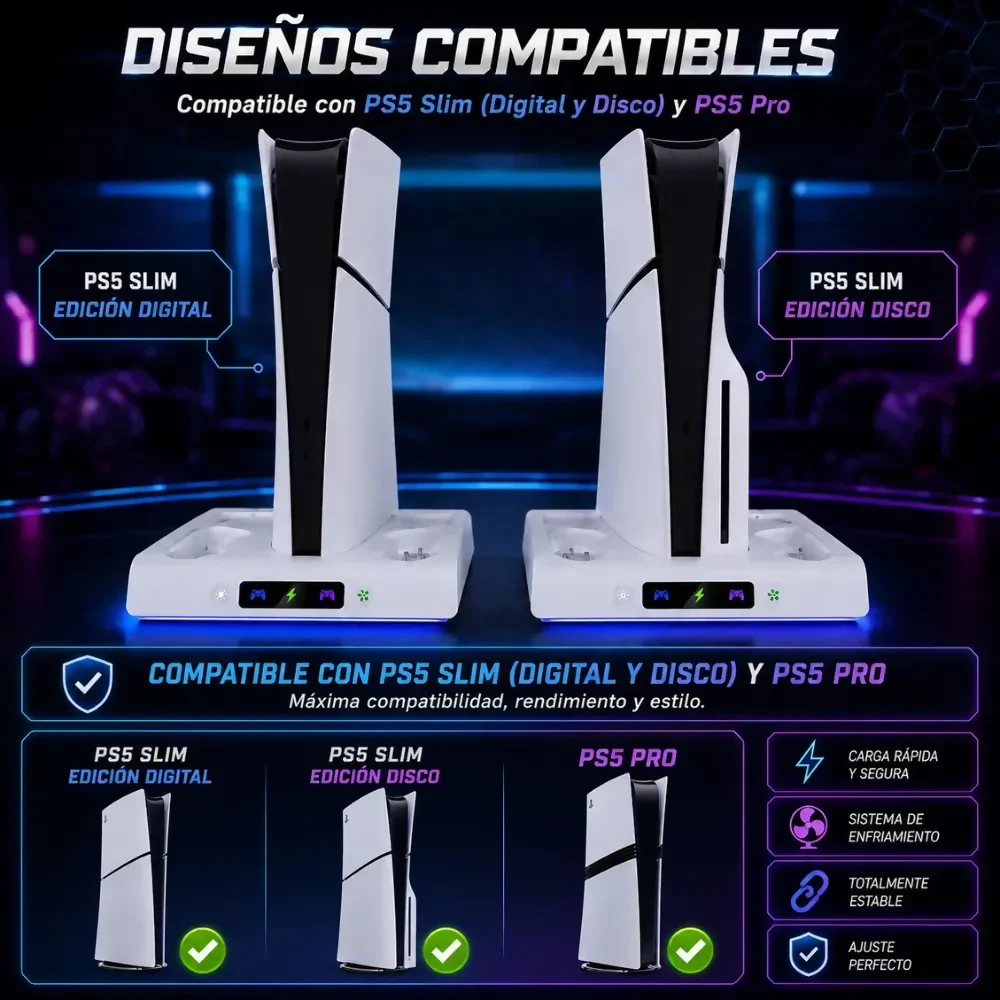 BASE REFRIGERANTE PS5 CARGA RÁPIDA INDICADOR LED PREMIUM - Image 4