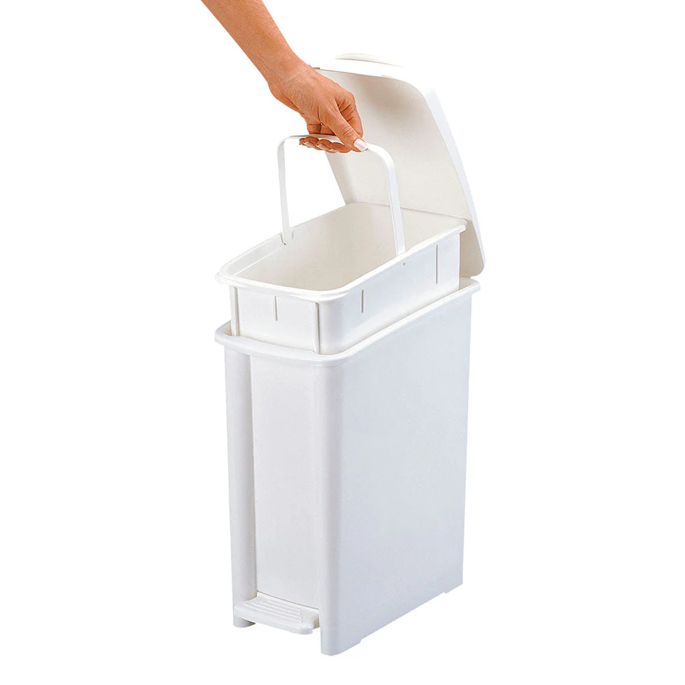 Basurero Pedal Delgado 10 Litros Blanco vm - Image 3