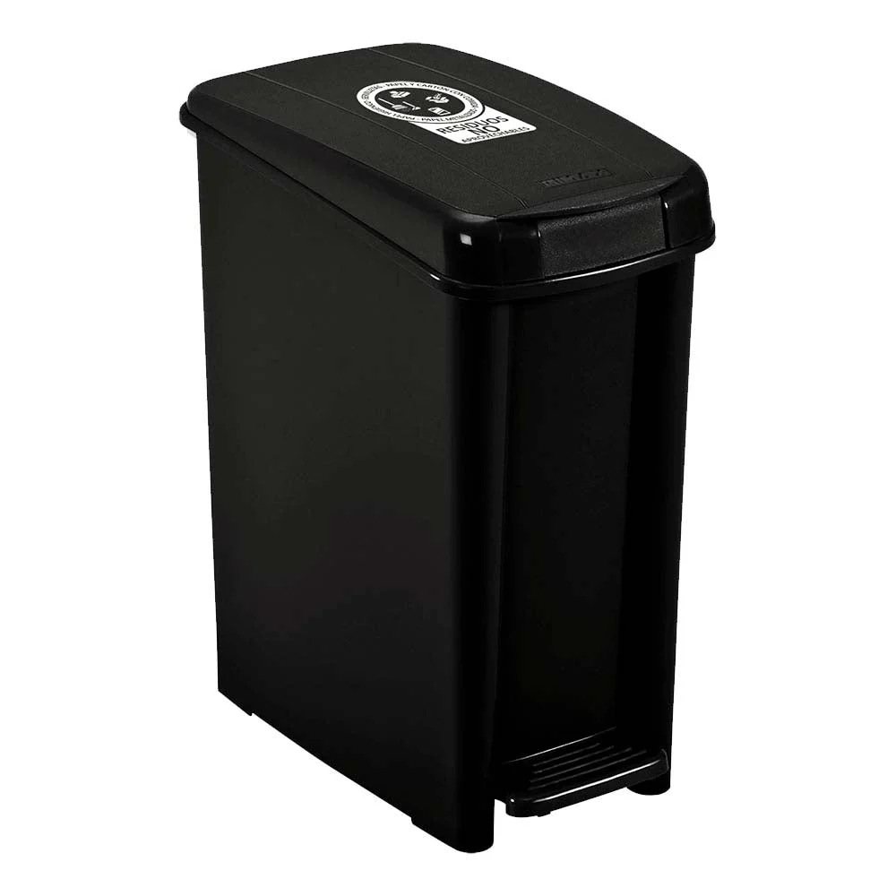 Basurero Pedal Delgado 10 Litros Negro