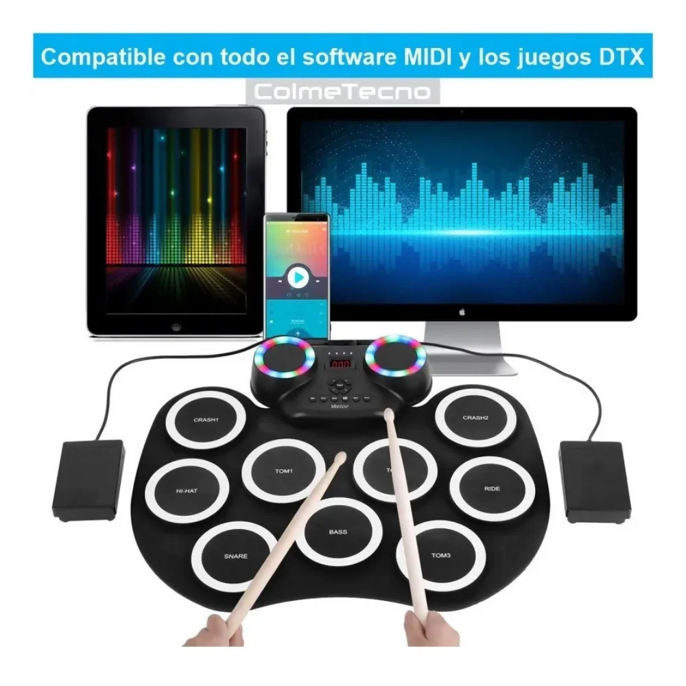 BATERÍA ELECTRÓNICA DE MESA DIGITAL DRUM LED BLUETOOTH - Image 3