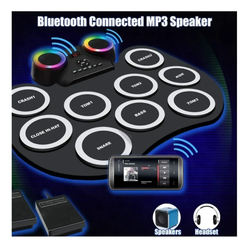 BATERÍA ELECTRÓNICA DE MESA DIGITAL DRUM LED BLUETOOTH - Image 4
