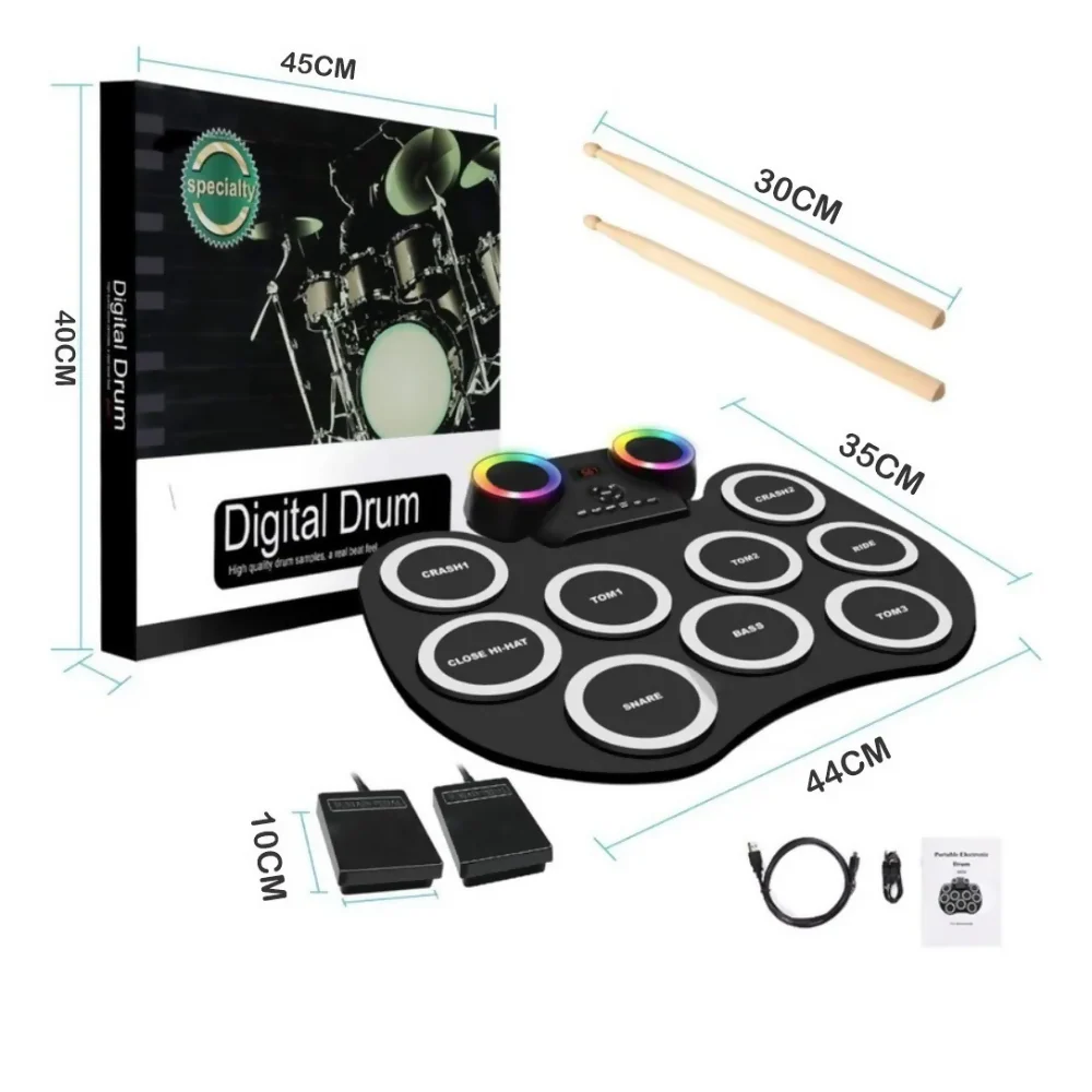 BATERÍA ELECTRÓNICA DE MESA DIGITAL DRUM LED BLUETOOTH - Image 5