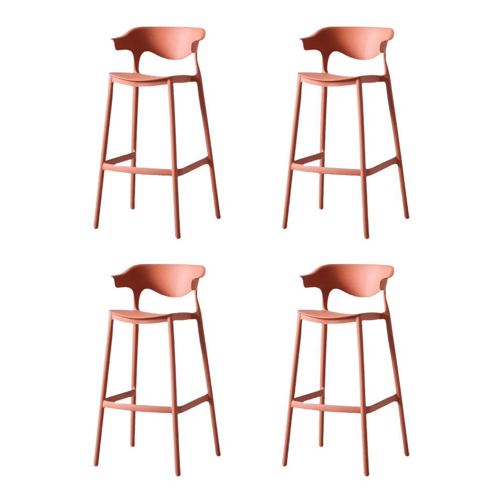SILLA PARA BAR ELENA, COLOR TERRACOTA, DISEÑO MODERNO X4