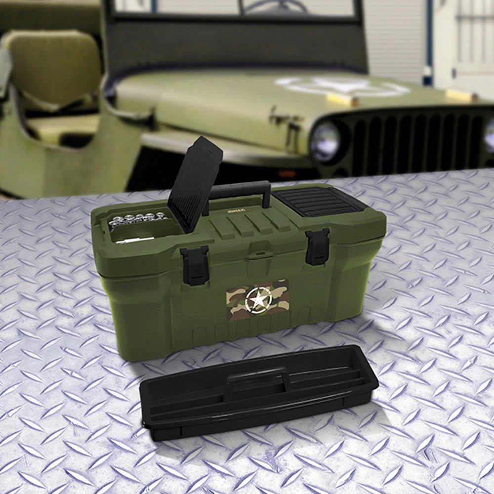Caja Herramientas 16" Cerradura Plástica Verde - Image 3