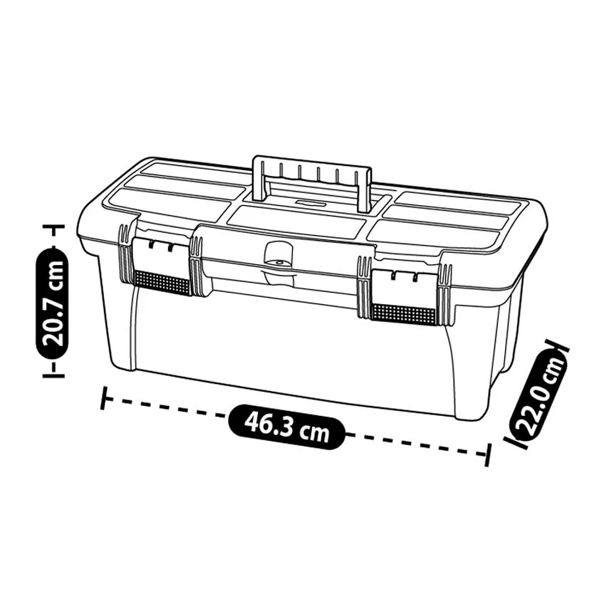 Caja Herramientas 18" con Tapa Organizadora Cerradura Plástica Negro - Image 3