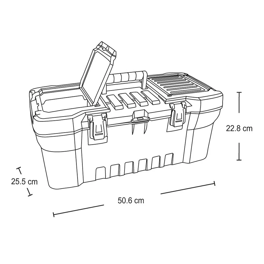 Caja Herramientas 20" Cerradura Plástica Negro vm - Image 2