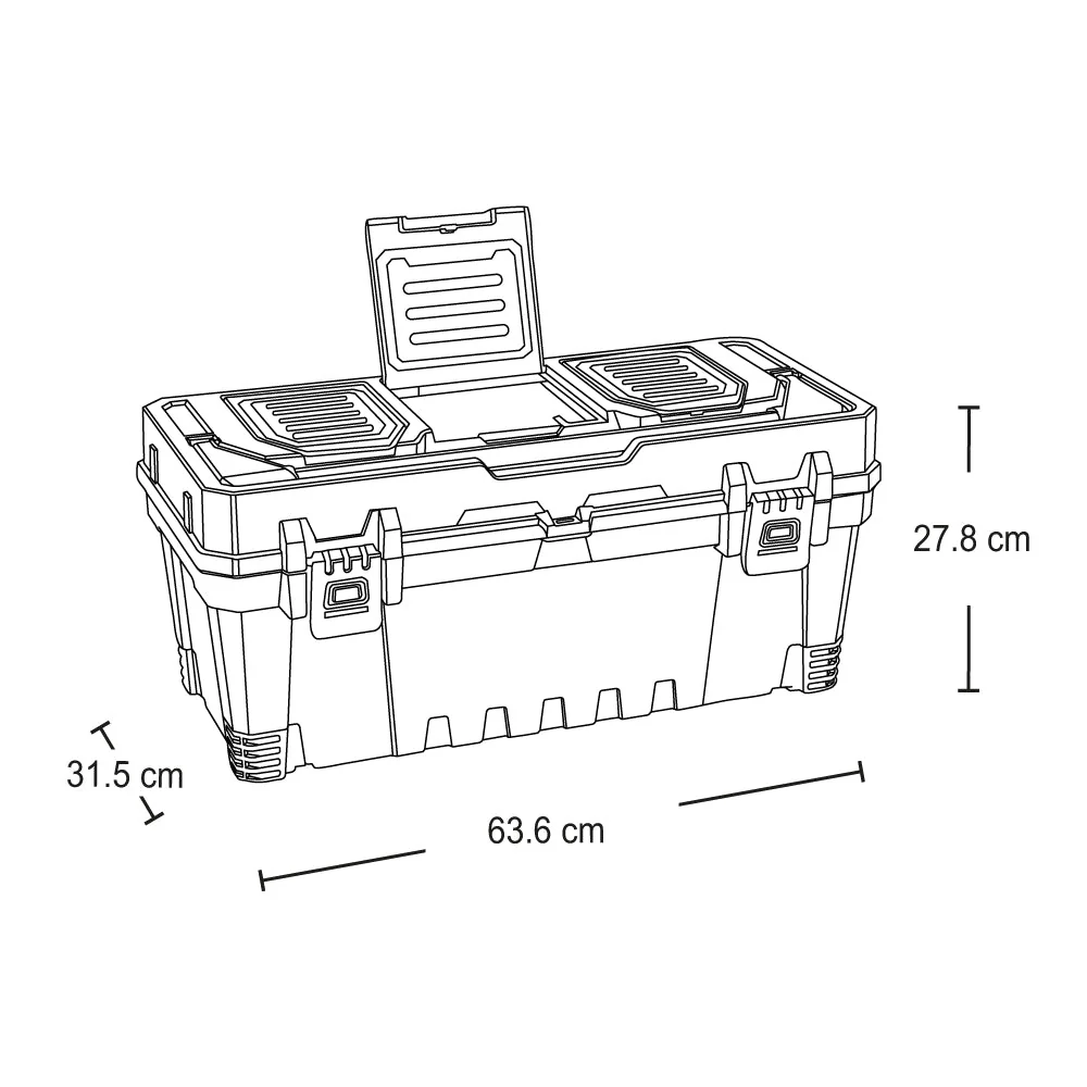 Caja Herramientas 25" Profesional Cerradura Metálica Negro - Image 5