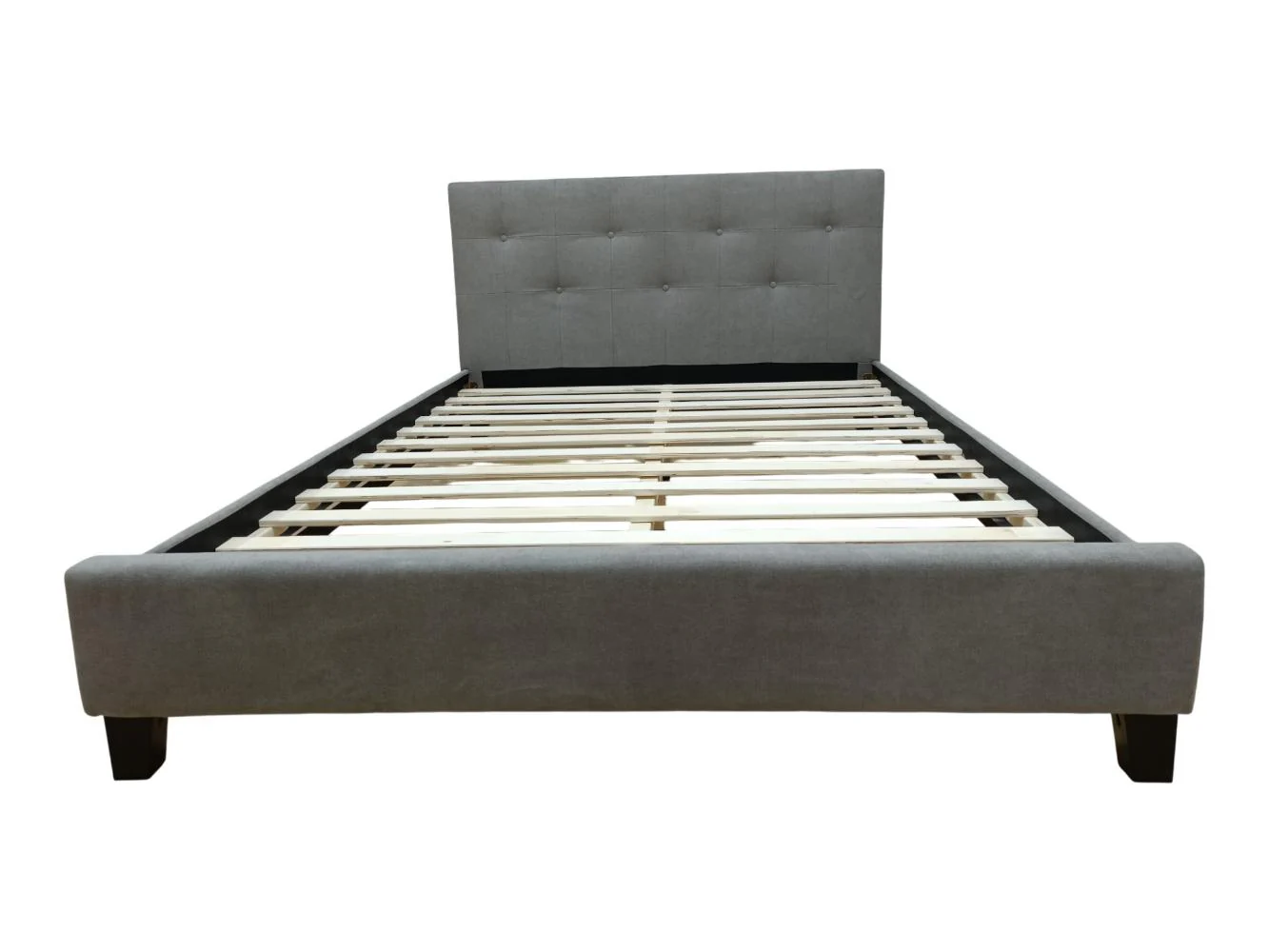 Cama Doble Imperial, Gris, Madera roble tapizada - Image 3