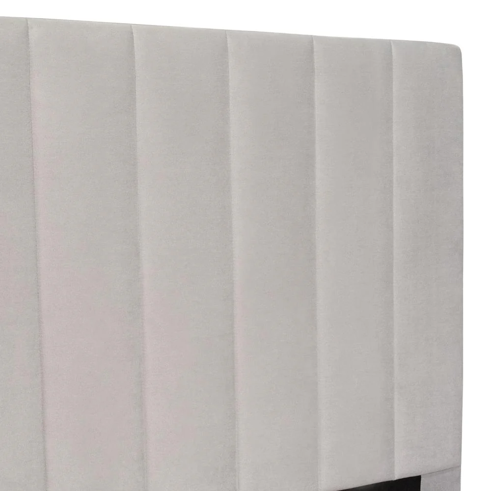Cama Doble Lisa, Gris Claro, Madera roble tapizada - Image 8