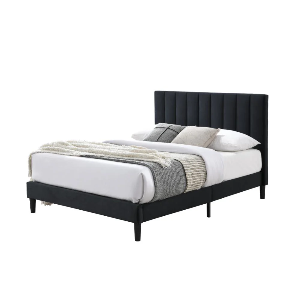 Cama Doble Lisa, Negro, Madera roble tapizada - Image 8