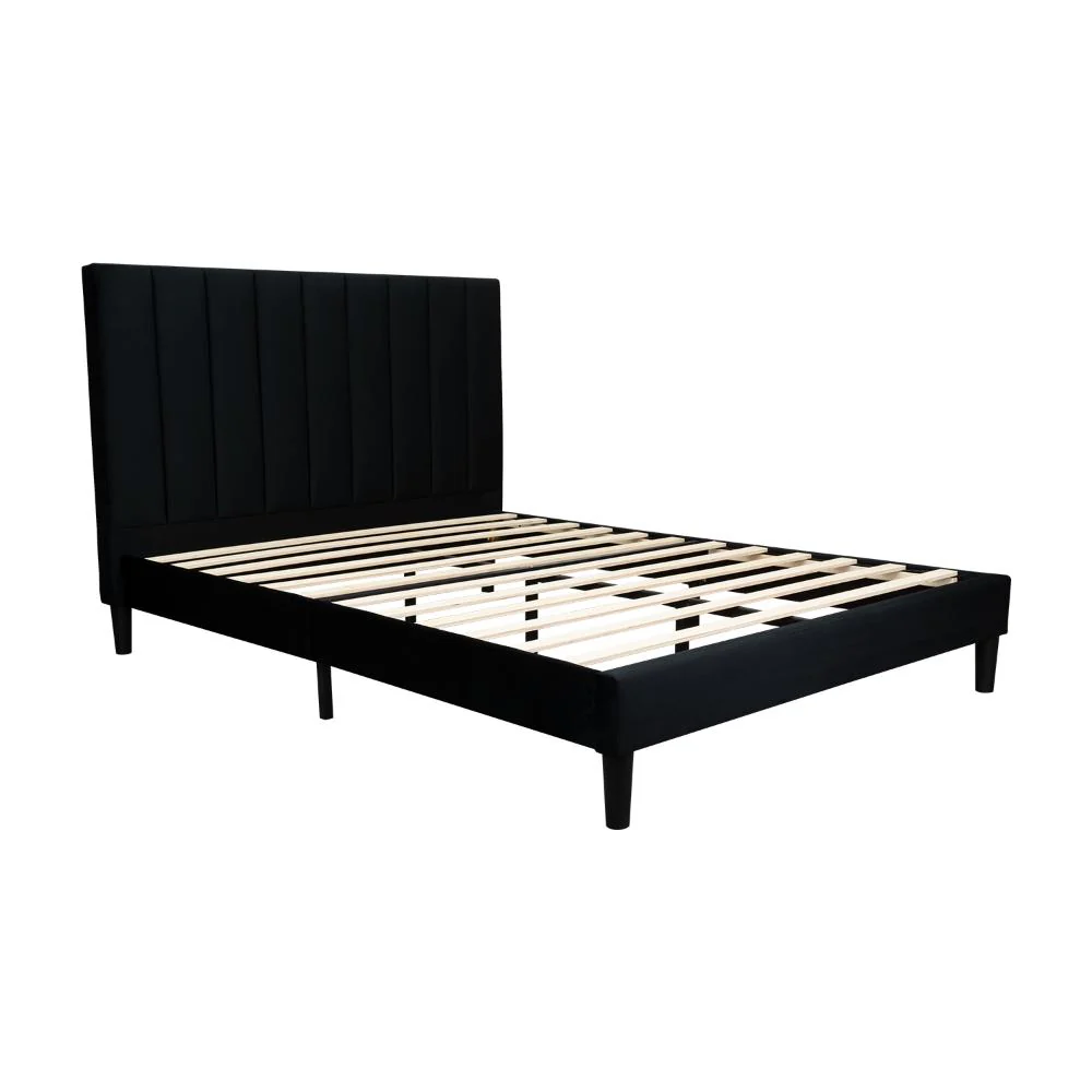 Cama Doble Lisa, Negro, Madera roble tapizada - Image 9
