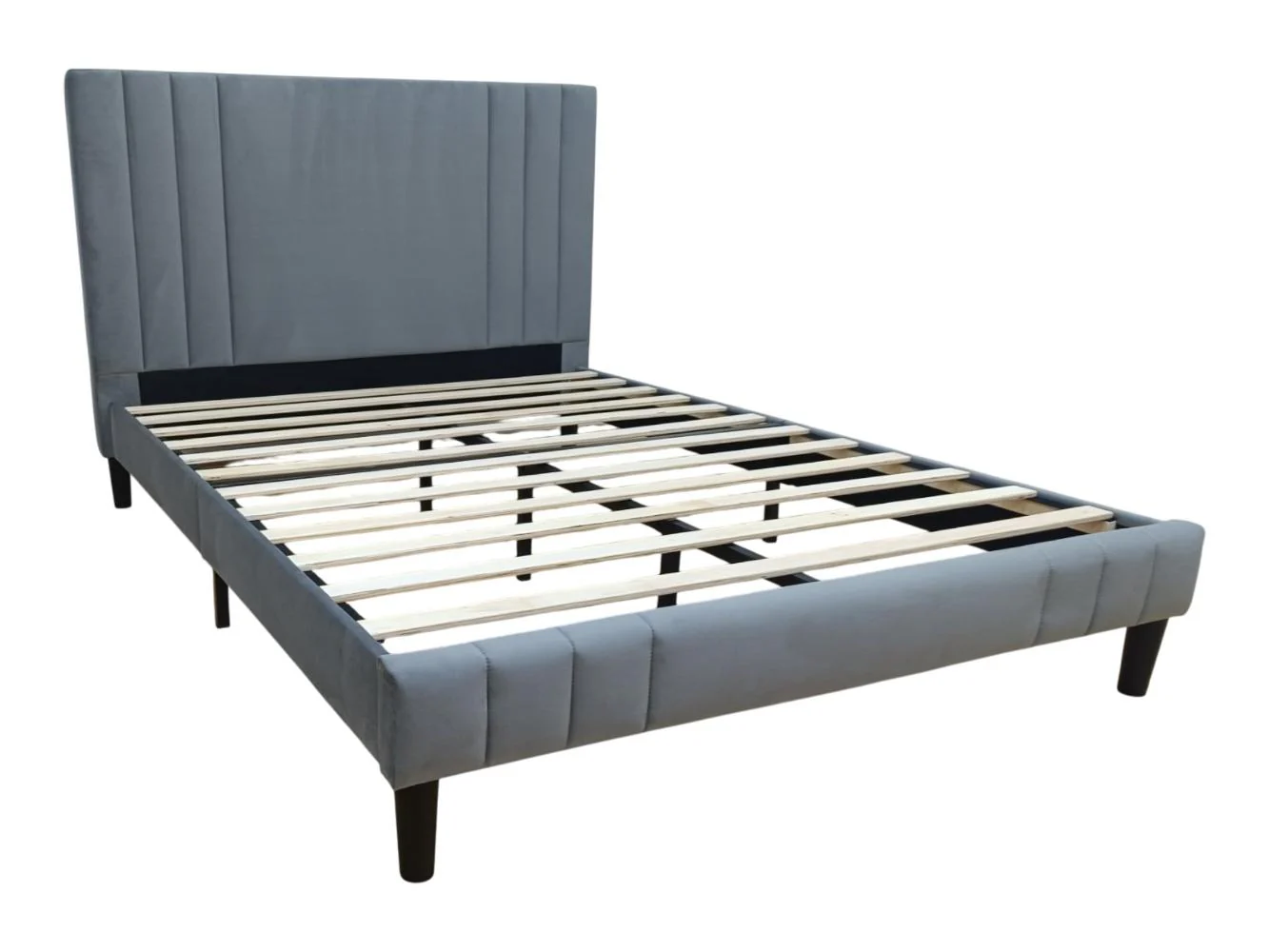Cama Doble Majestic, Gris Oscuro, Madera roble tapizada - Image 4