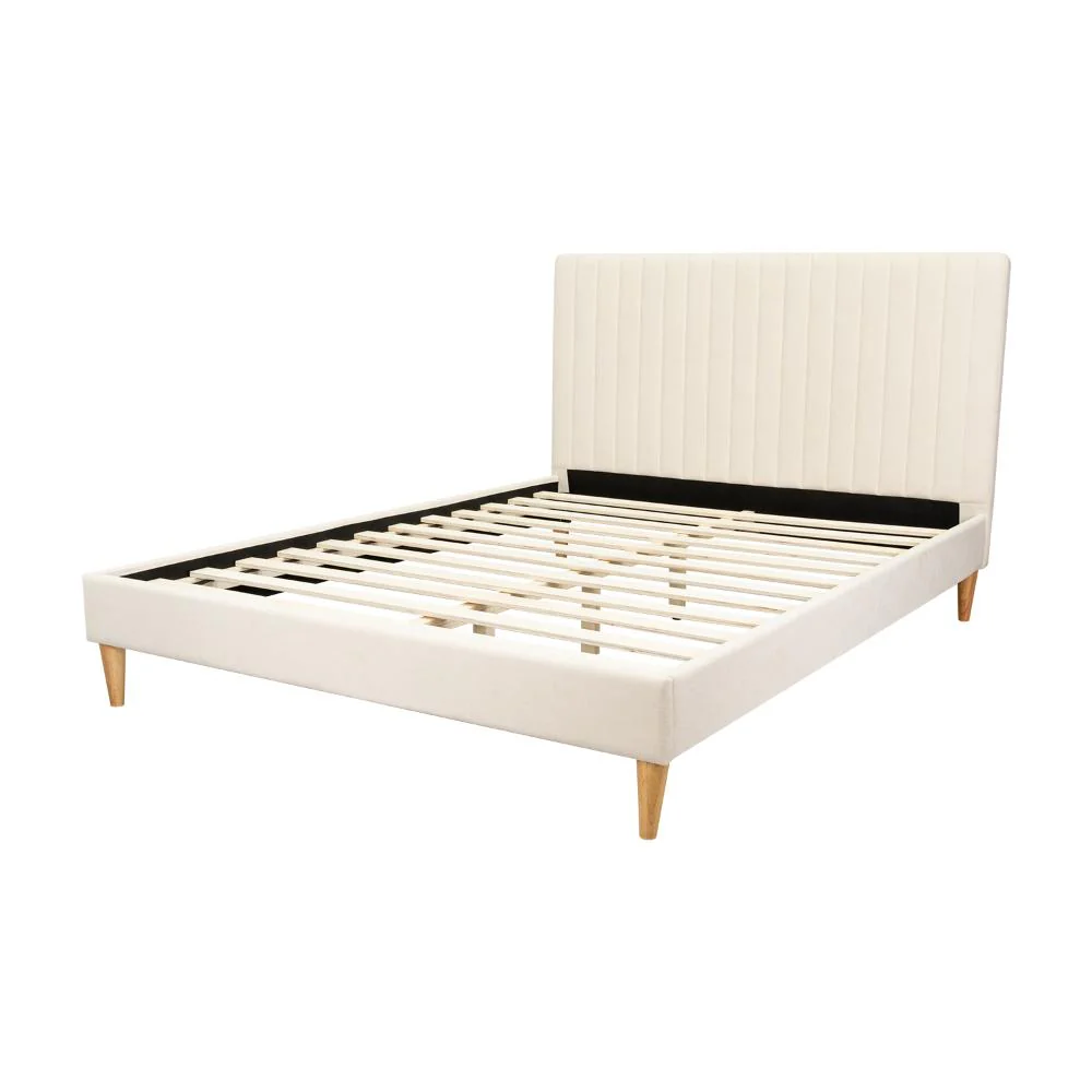 CAMA DOBLE TANIA, GRIS CREMA, MADERA ROBLE TAPIZADA - Image 3