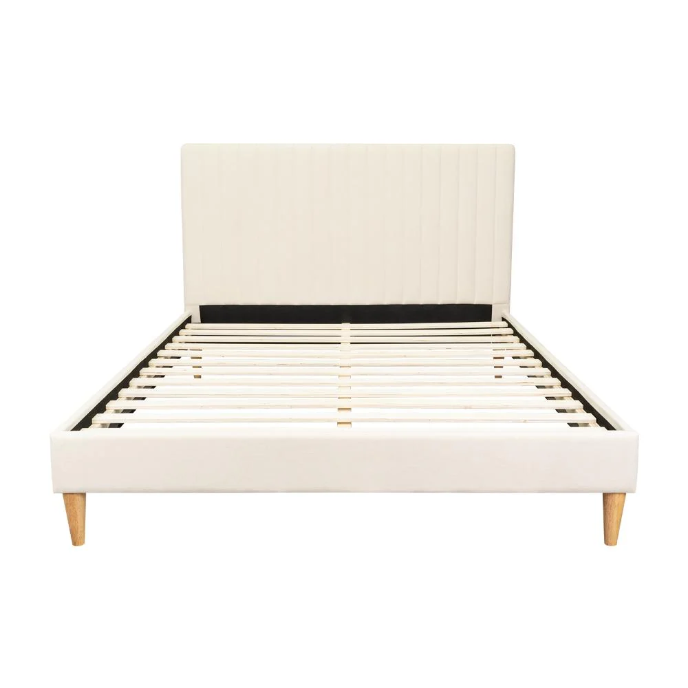 CAMA DOBLE TANIA, GRIS CREMA, MADERA ROBLE TAPIZADA - Image 4