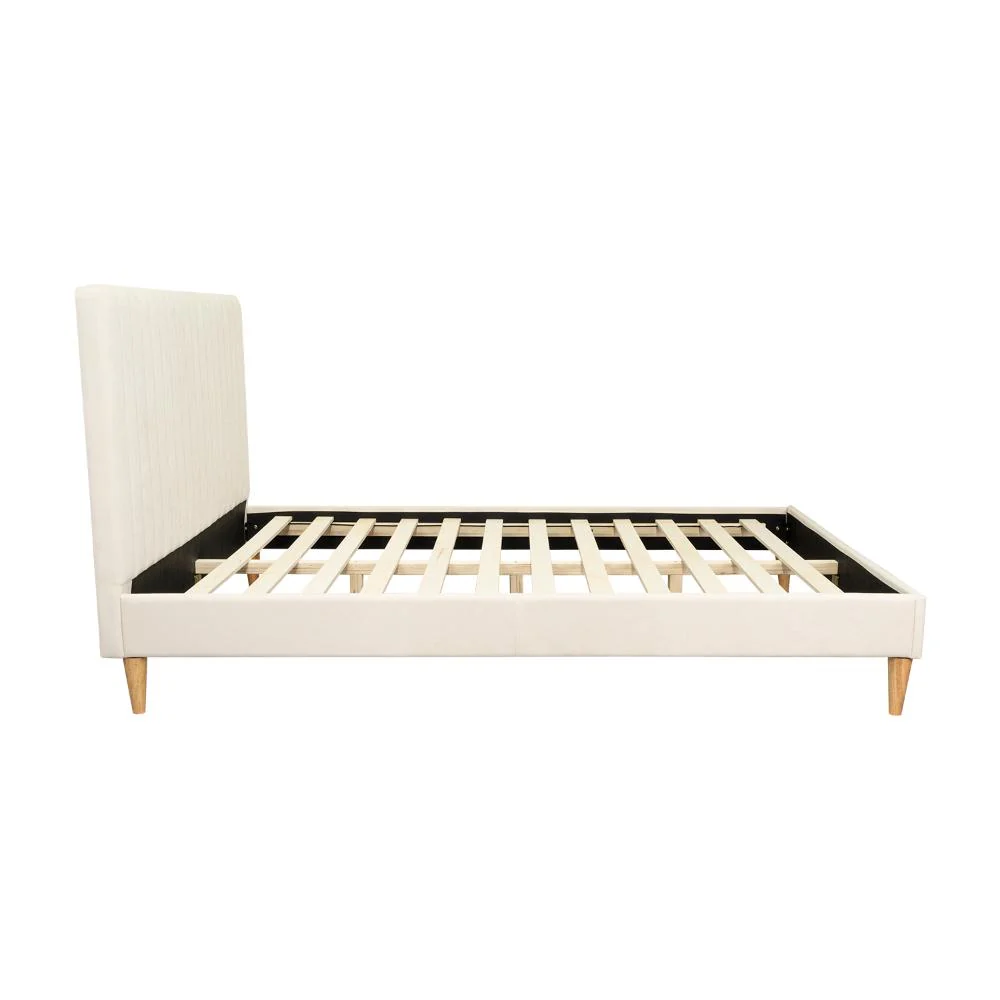 CAMA DOBLE TANIA, GRIS CREMA, MADERA ROBLE TAPIZADA - Image 5