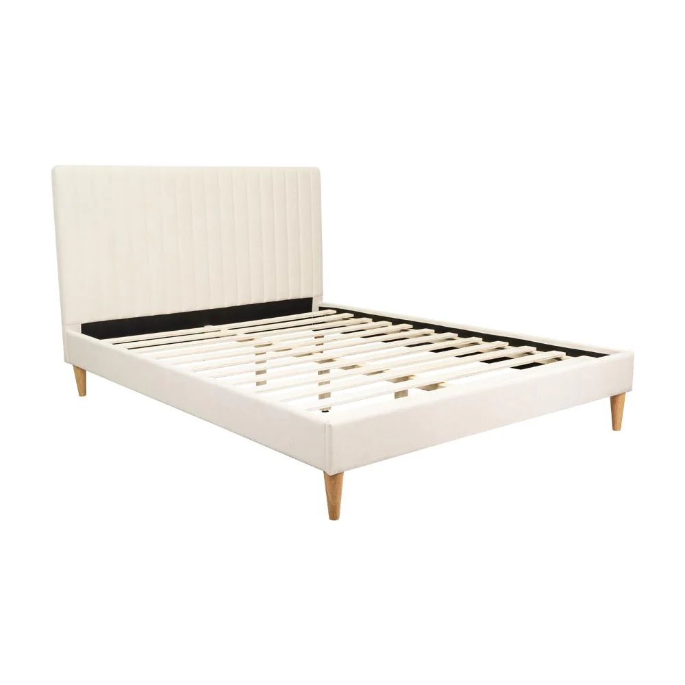 CAMA DOBLE TANIA, GRIS CREMA, MADERA ROBLE TAPIZADA - Image 6