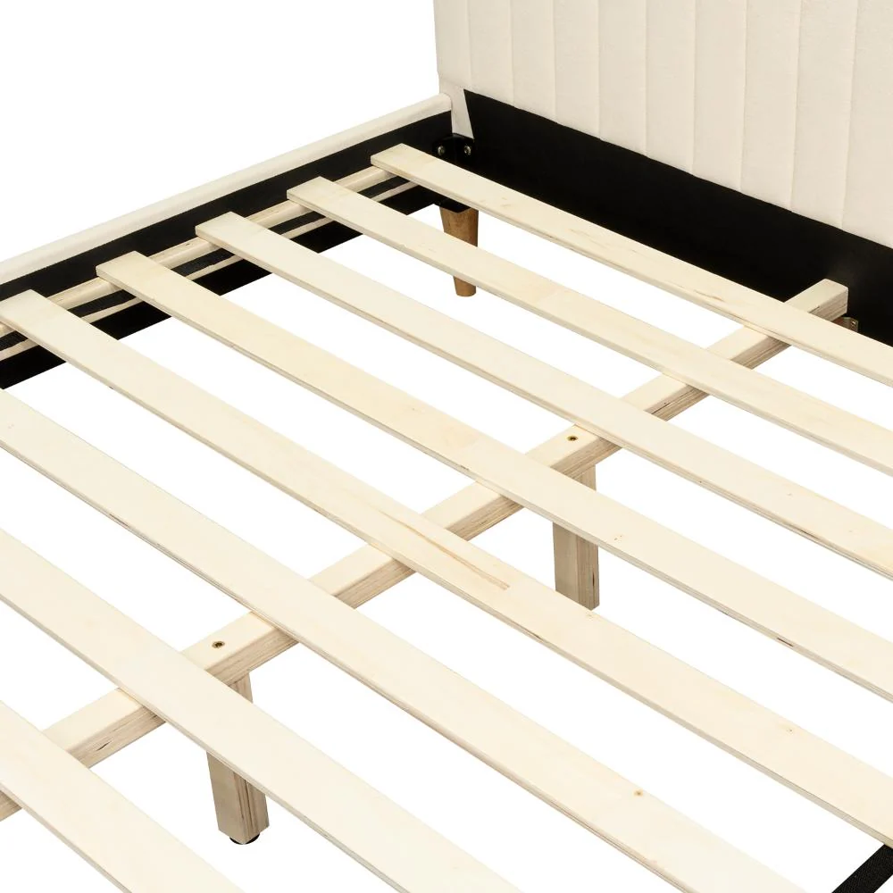CAMA DOBLE TANIA, GRIS CREMA, MADERA ROBLE TAPIZADA - Image 7