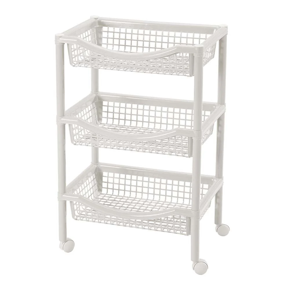 Canasta Móvil Rectangular de 3 Niveles Blanca