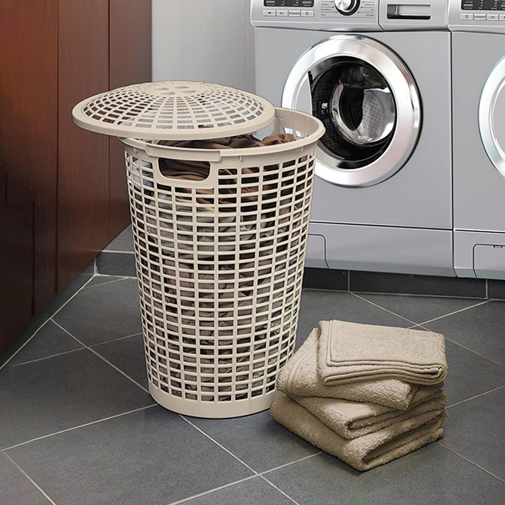 Cesta para Ropa Redonda con Manijas Taupe - Image 3