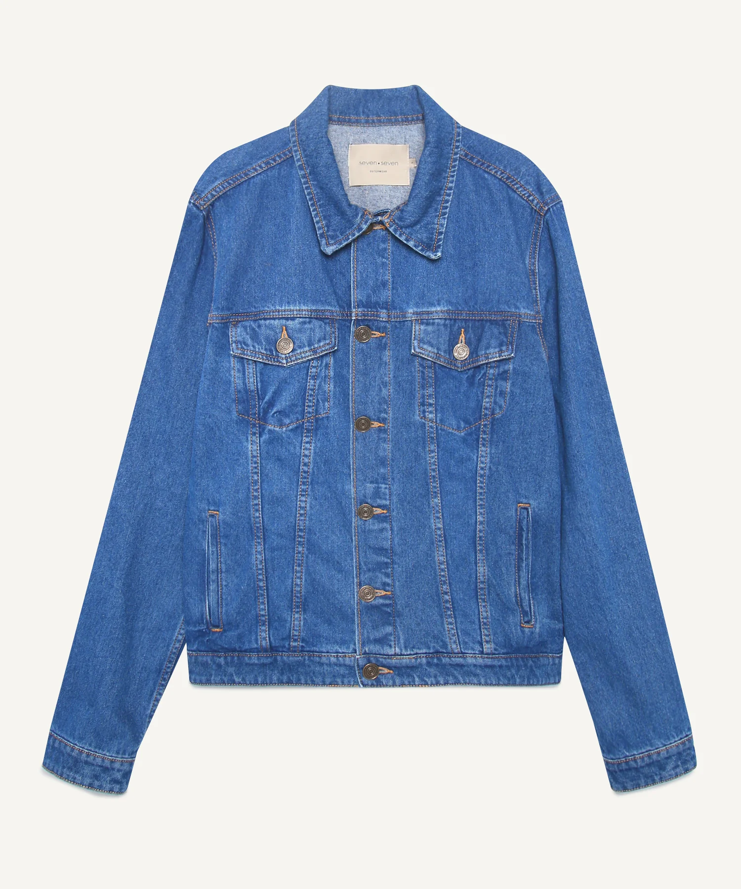 CHAQUETA TRUCKER TONO AZUL MEDIO CON DESGASTES 45080375 - Image 5