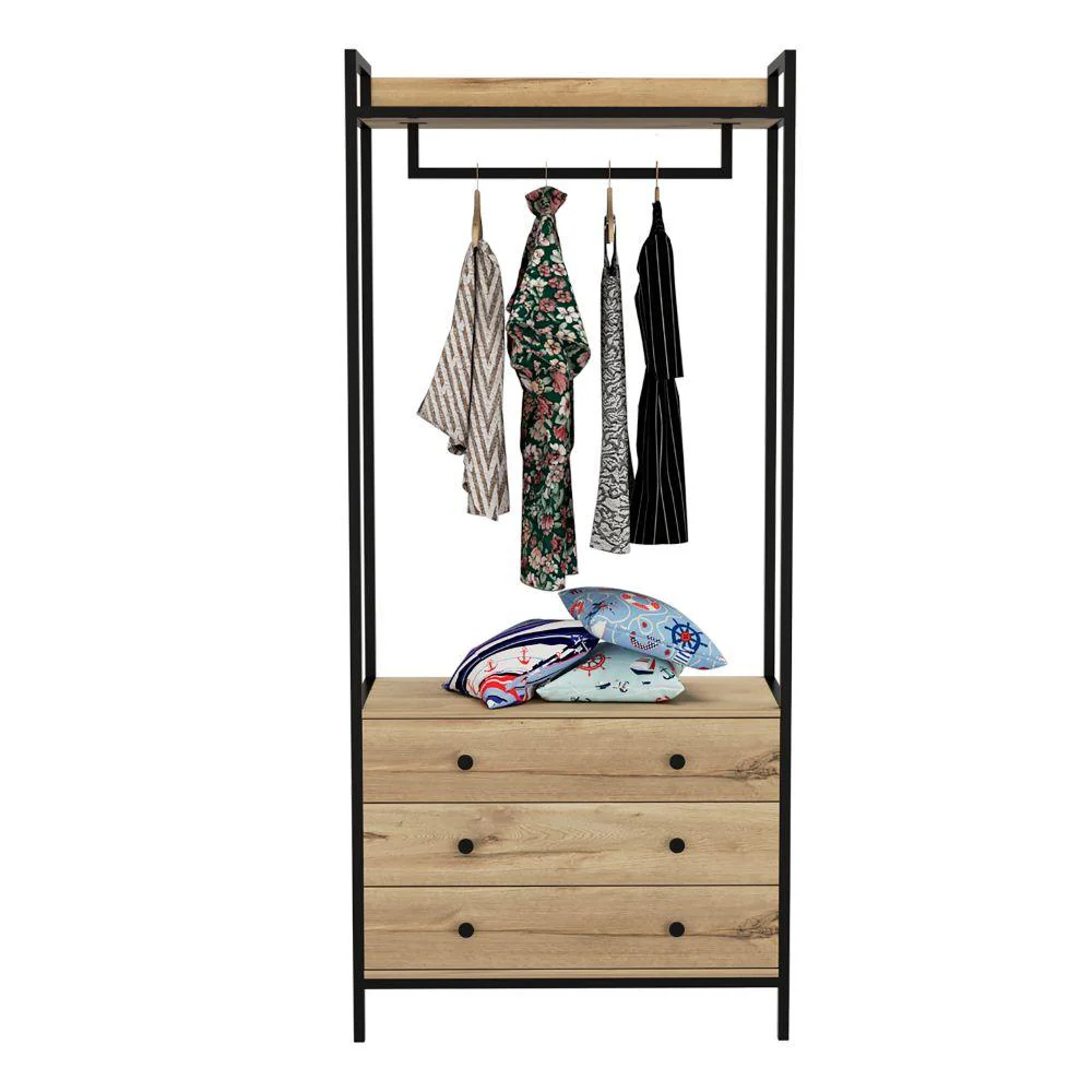 CLOSET ALMA, CAFÉ CLARO, CON 3 CAJONES INFERIORES ZF - Image 2