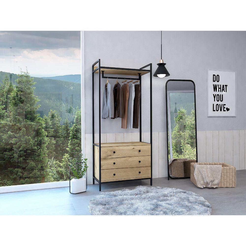CLOSET ALMA, CAFÉ CLARO, CON 3 CAJONES INFERIORES ZF - Image 3
