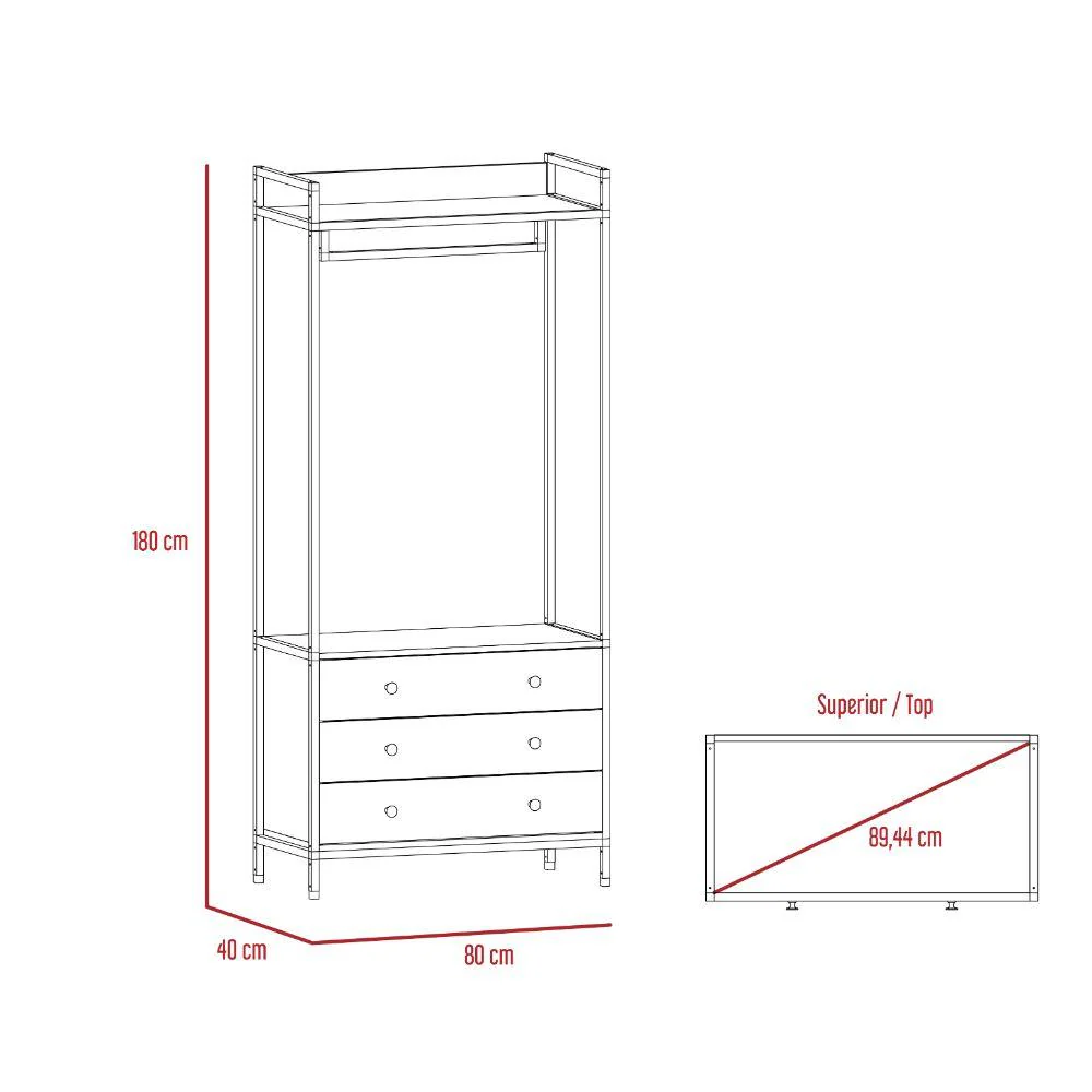 CLOSET ALMA, CAFÉ CLARO, CON 3 CAJONES INFERIORES ZF - Image 7