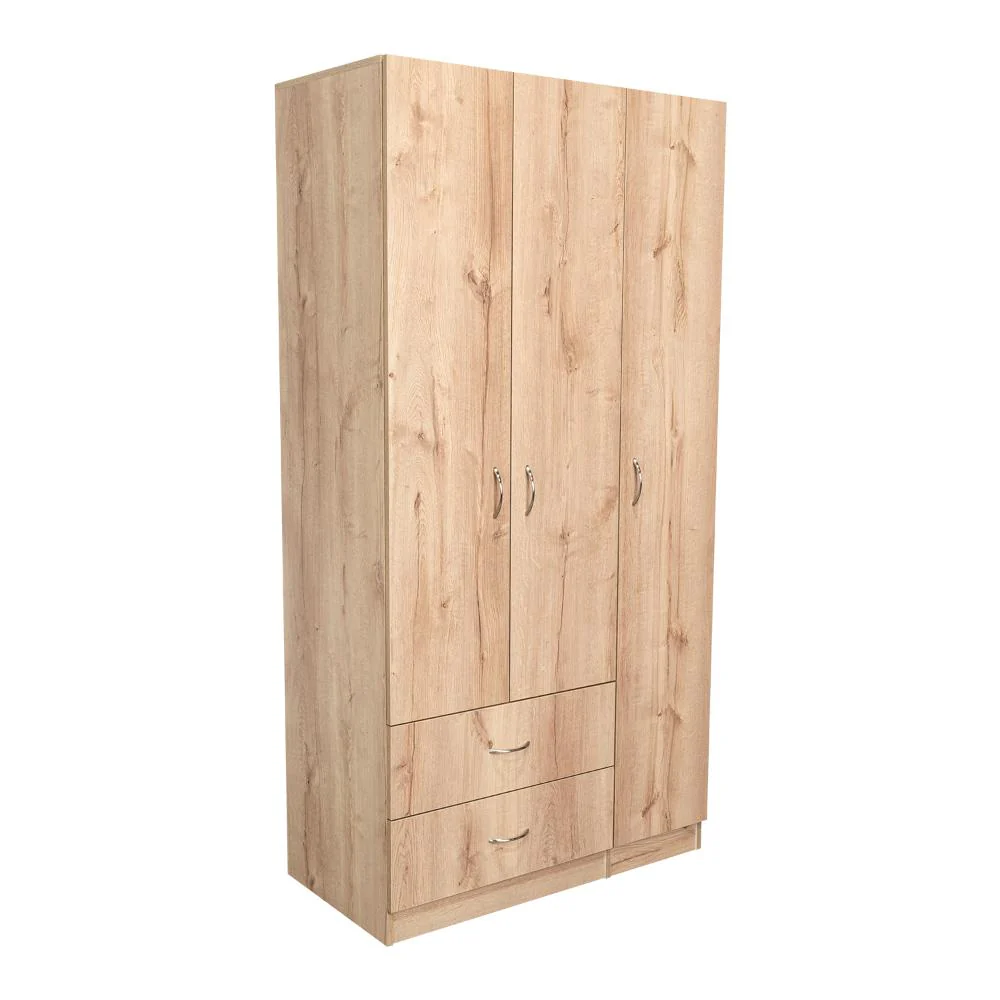 CLOSET AMÉRICA, CAFÉ CLARO Y BLANCO, CON DOS CAJONES Y VARIEDAD DE ENTREPAÑOS