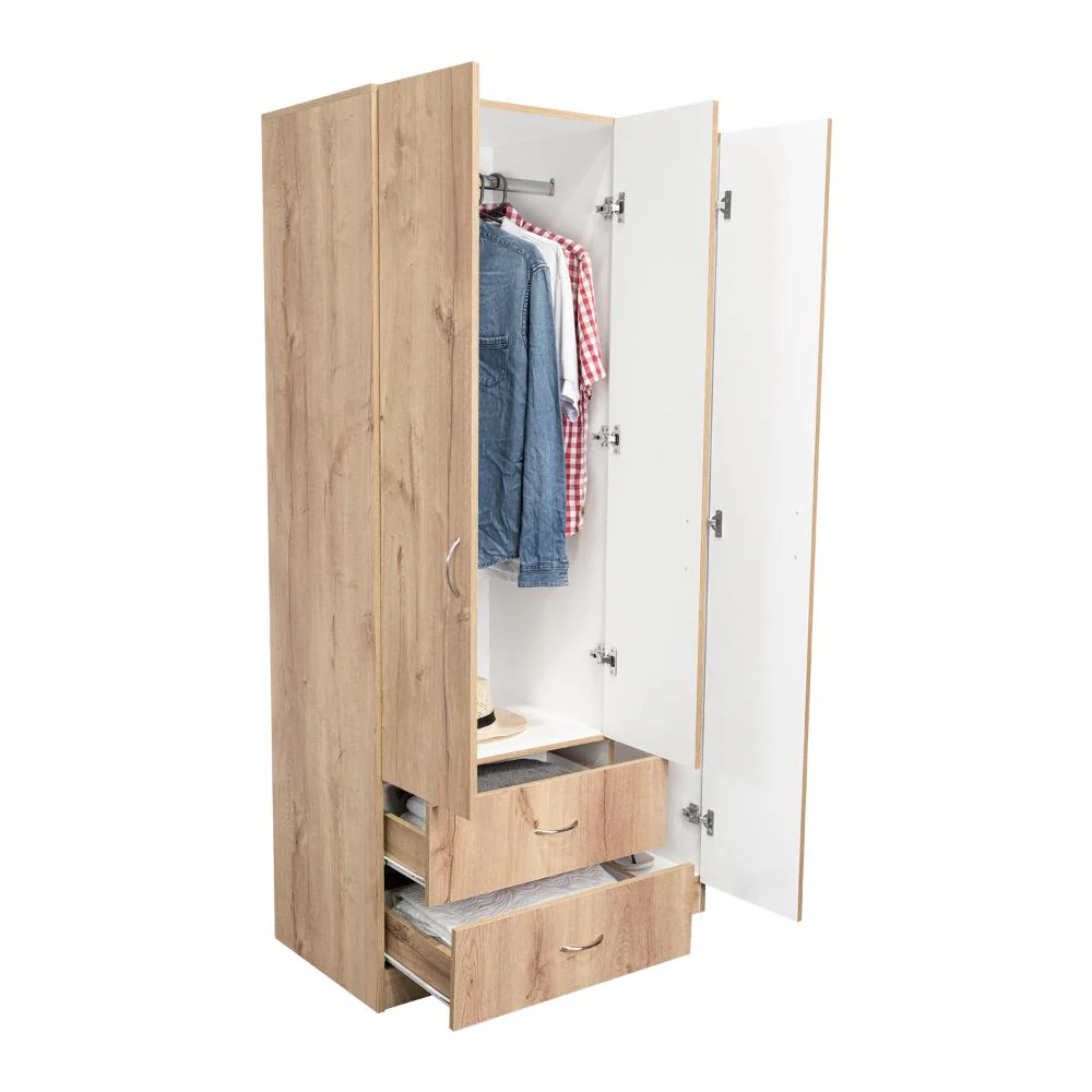 CLOSET AMÉRICA, CAFÉ CLARO Y BLANCO, CON DOS CAJONES Y VARIEDAD DE ENTREPAÑOS - Image 2